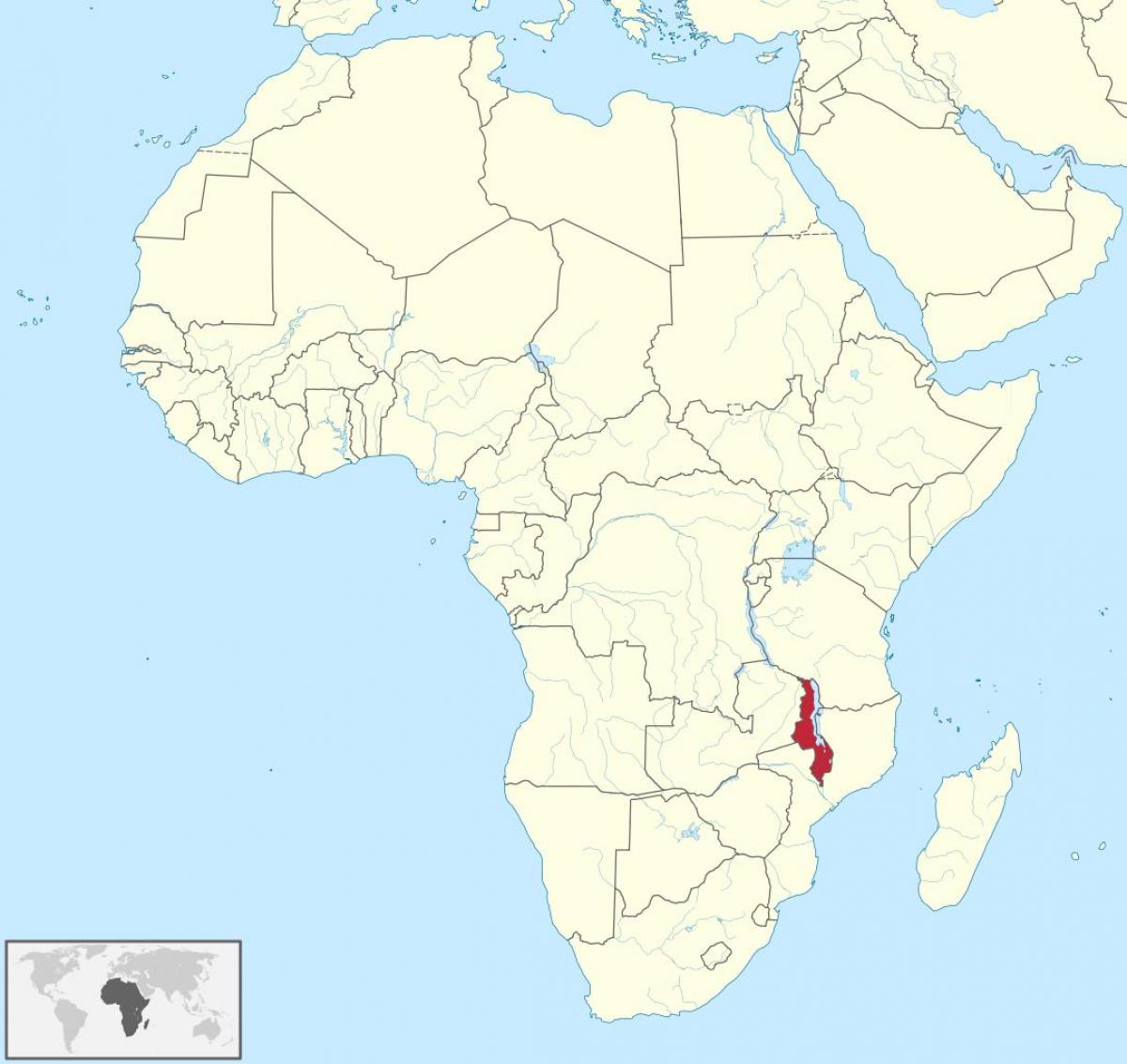 քարտեզ Աֆրիկայի, ի ցույց տալով Մալավի