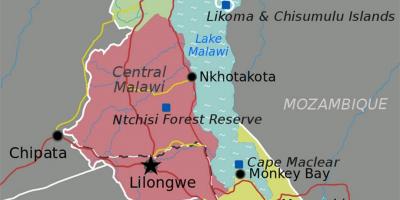 Քարտեզ լիճ Մալավի Աֆրիկայում