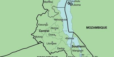 Քարտեզ Մալավի ցույց է տալիս շրջաններից