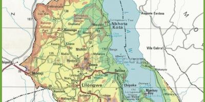 Քարտեզ ֆիզիկական քարտեզ Մալավի